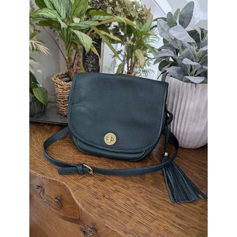 Isaac Mizrahi Stunning Genuine Thick Leather Sholder Bag Green Lots Of Pockets